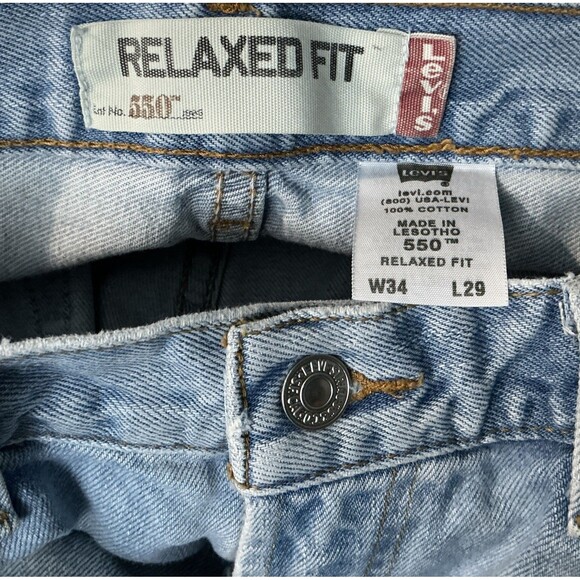 Levis 550 Jeans Mens 34x29 Blue Denim Stonewash Relaxed Fit Y2K - Picture 4 of 5